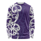 Violet Green Maori Long Sleeve Shirt Koru Kowhaiwhai - Aussie Hoodie