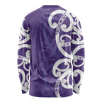 Violet Green Maori Long Sleeve Shirt Koru Kowhaiwhai - Aussie Hoodie