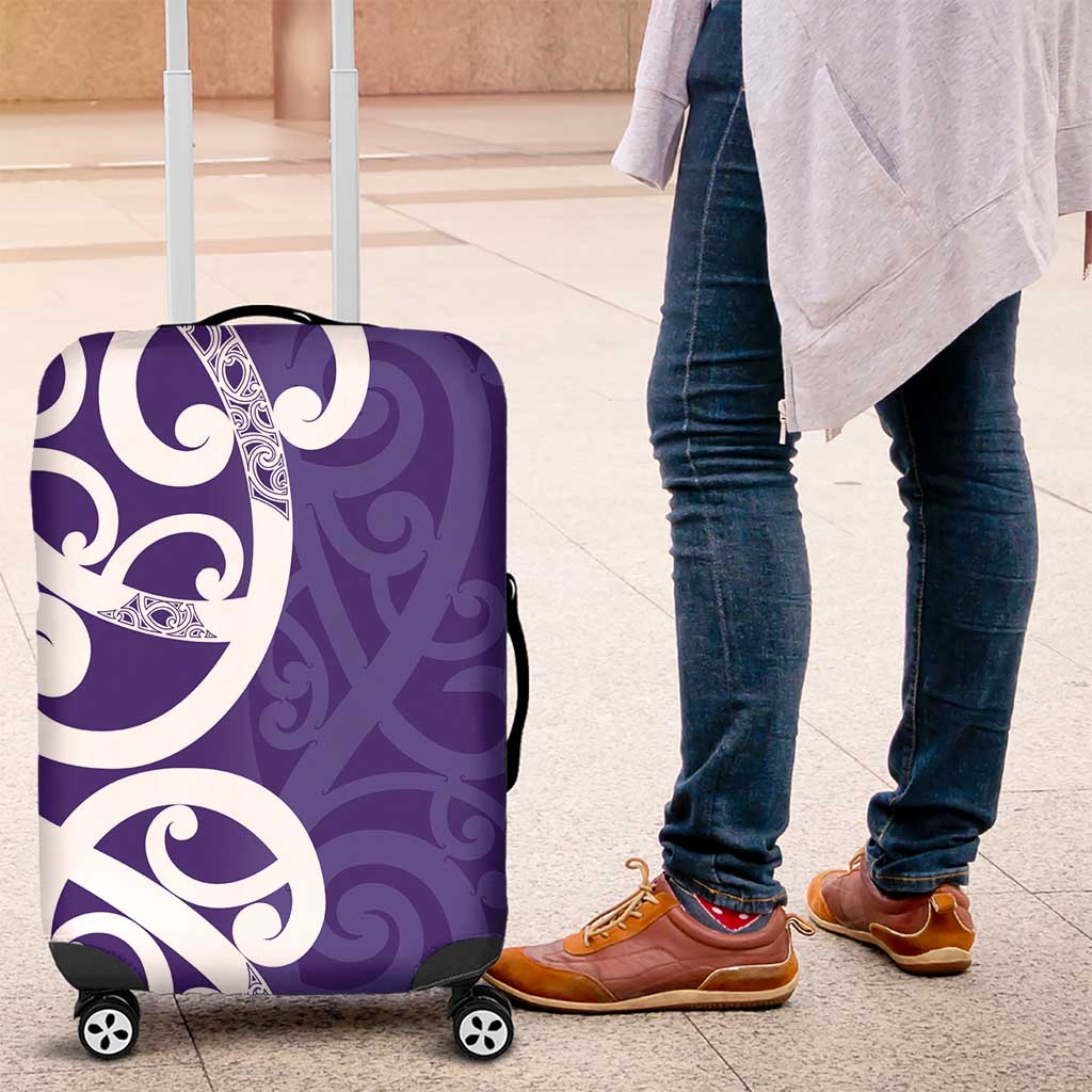 Violet Green Maori Luggage Cover Koru Kowhaiwhai - Aussie Hoodie