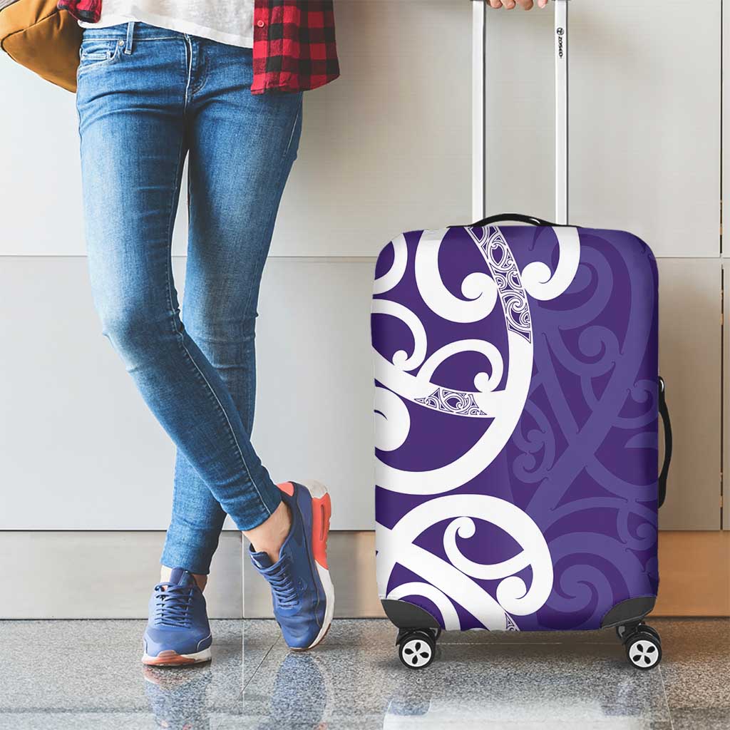 Violet Green Maori Luggage Cover Koru Kowhaiwhai - Aussie Hoodie