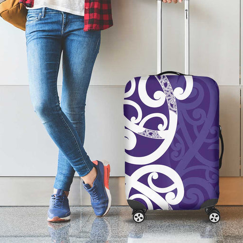 Violet Green Maori Luggage Cover Koru Kowhaiwhai - Aussie Hoodie