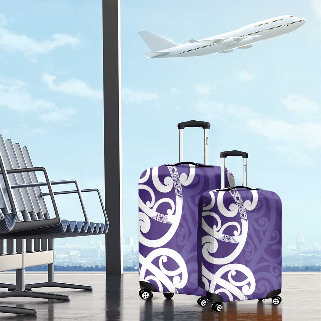 Violet Green Maori Luggage Cover Koru Kowhaiwhai - Aussie Hoodie