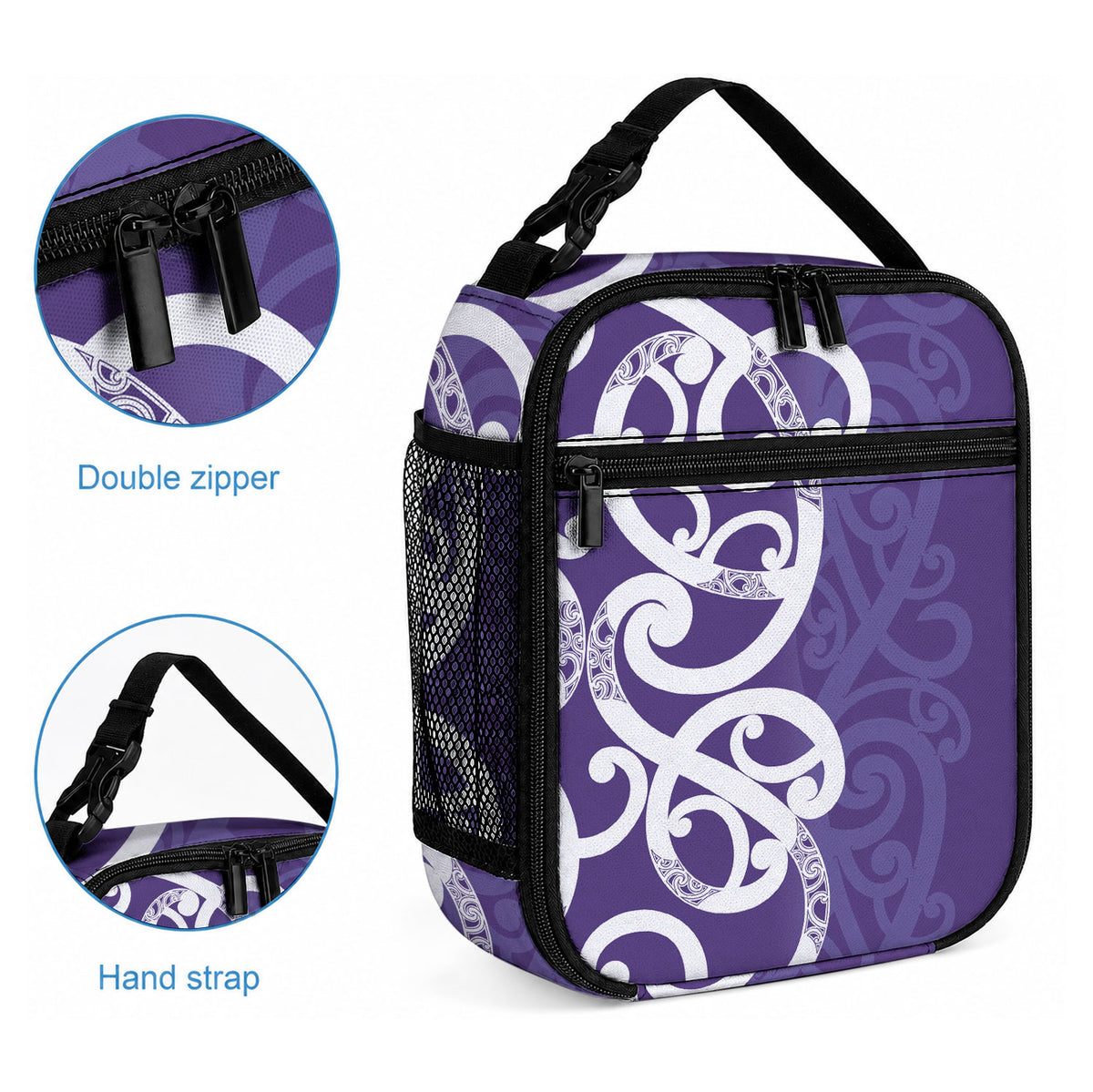 Violet Green Maori Lunch Bag Koru Kowhaiwhai