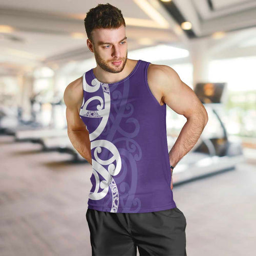 Violet Green Maori Men Tank Top Koru Kowhaiwhai - Aussie Hoodie