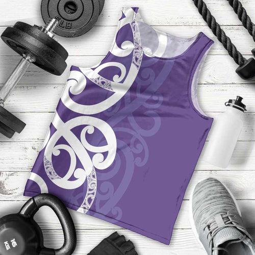 Violet Green Maori Men Tank Top Koru Kowhaiwhai - Aussie Hoodie