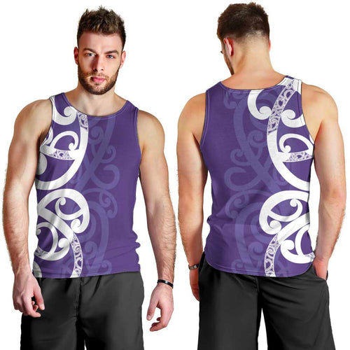 Violet Green Maori Men Tank Top Koru Kowhaiwhai - Aussie Hoodie
