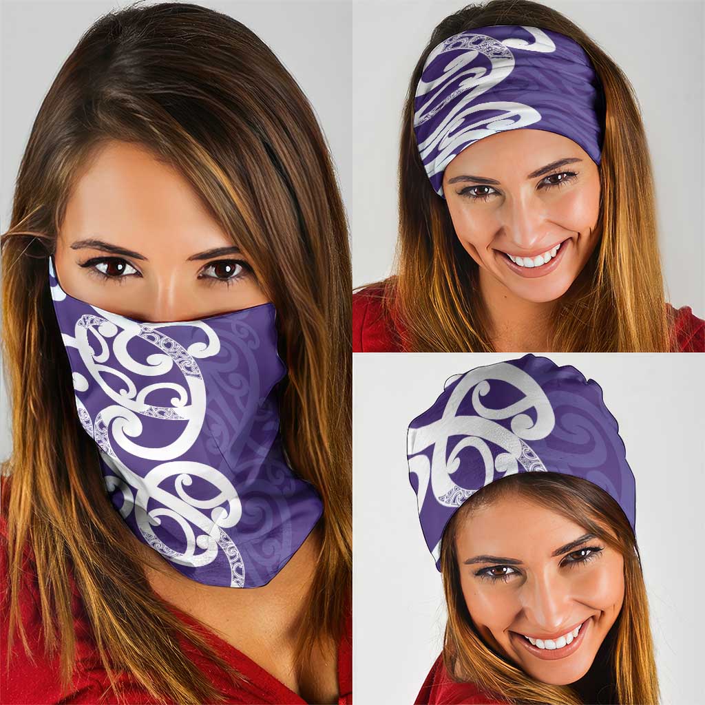 Violet Green Maori Neck Gaiter Koru Kowhaiwhai - Aussie Hoodie