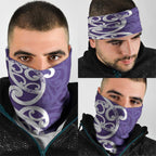 Violet Green Maori Neck Gaiter Koru Kowhaiwhai - Aussie Hoodie