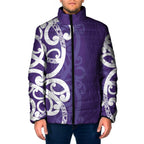 Violet Green Maori Padded Jacket Koru Kowhaiwhai - Aussie Hoodie