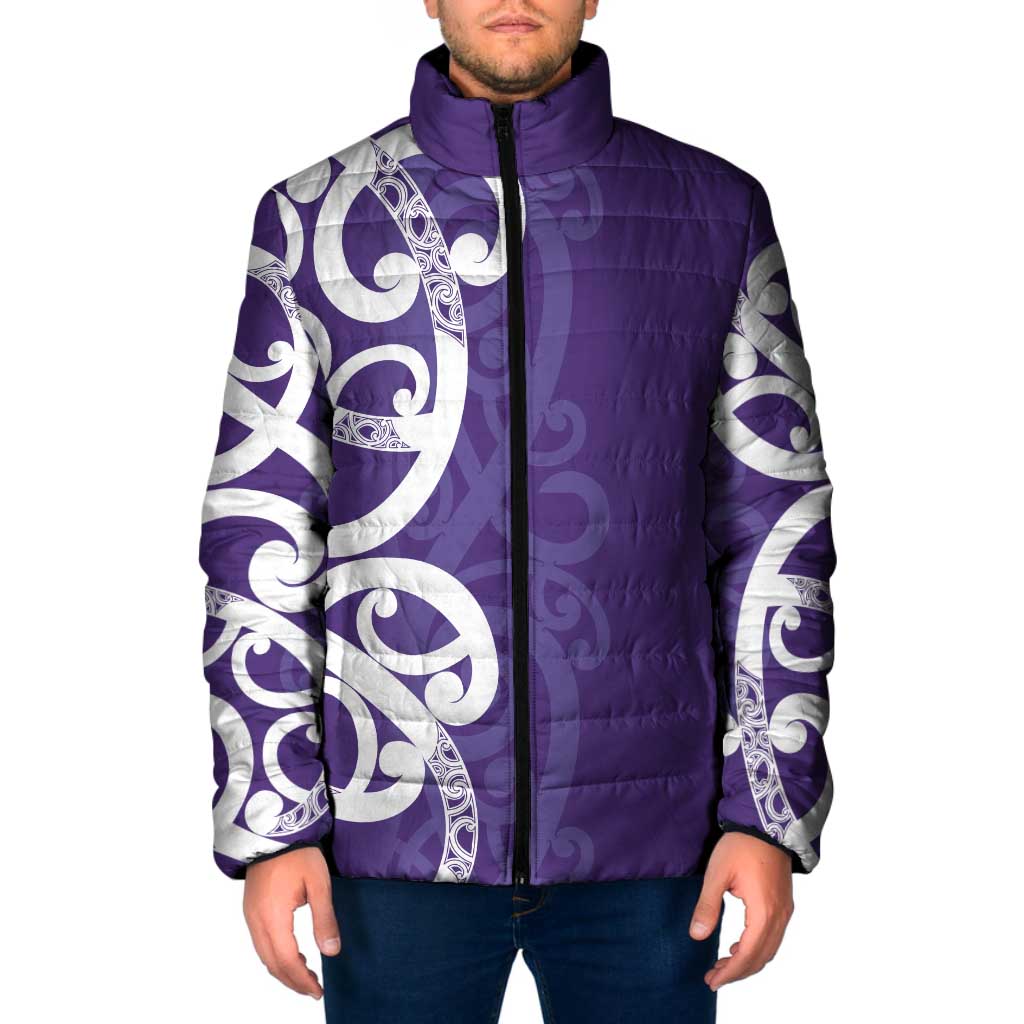 Violet Green Maori Padded Jacket Koru Kowhaiwhai - Aussie Hoodie