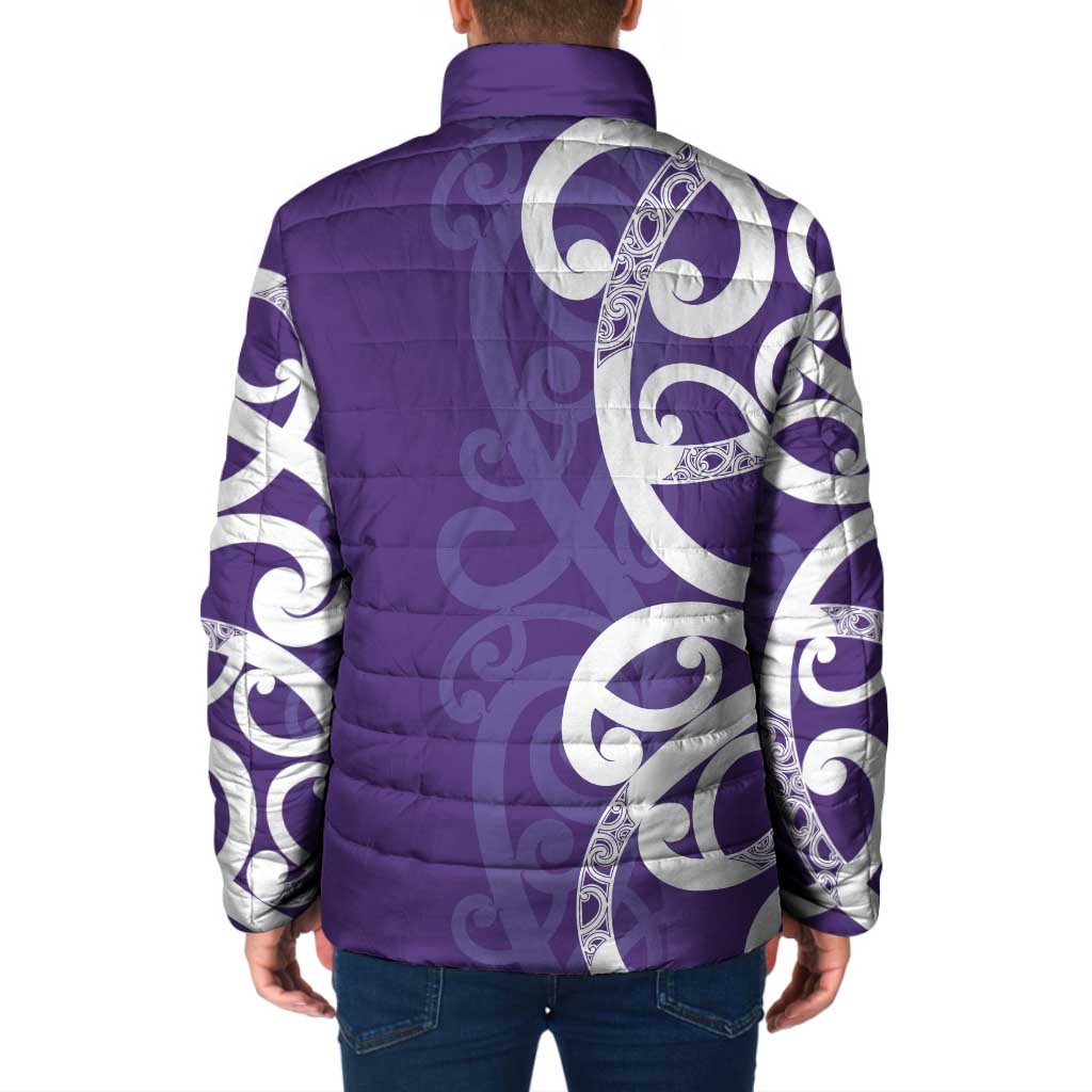 Violet Green Maori Padded Jacket Koru Kowhaiwhai - Aussie Hoodie