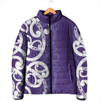 Violet Green Maori Padded Jacket Koru Kowhaiwhai - Aussie Hoodie