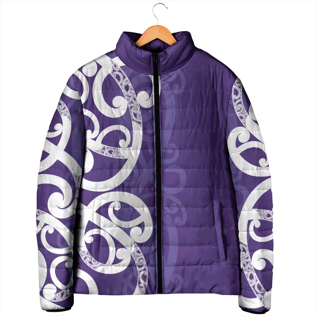 Violet Green Maori Padded Jacket Koru Kowhaiwhai - Aussie Hoodie