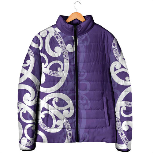 Violet Green Maori Padded Jacket Koru Kowhaiwhai - Aussie Hoodie