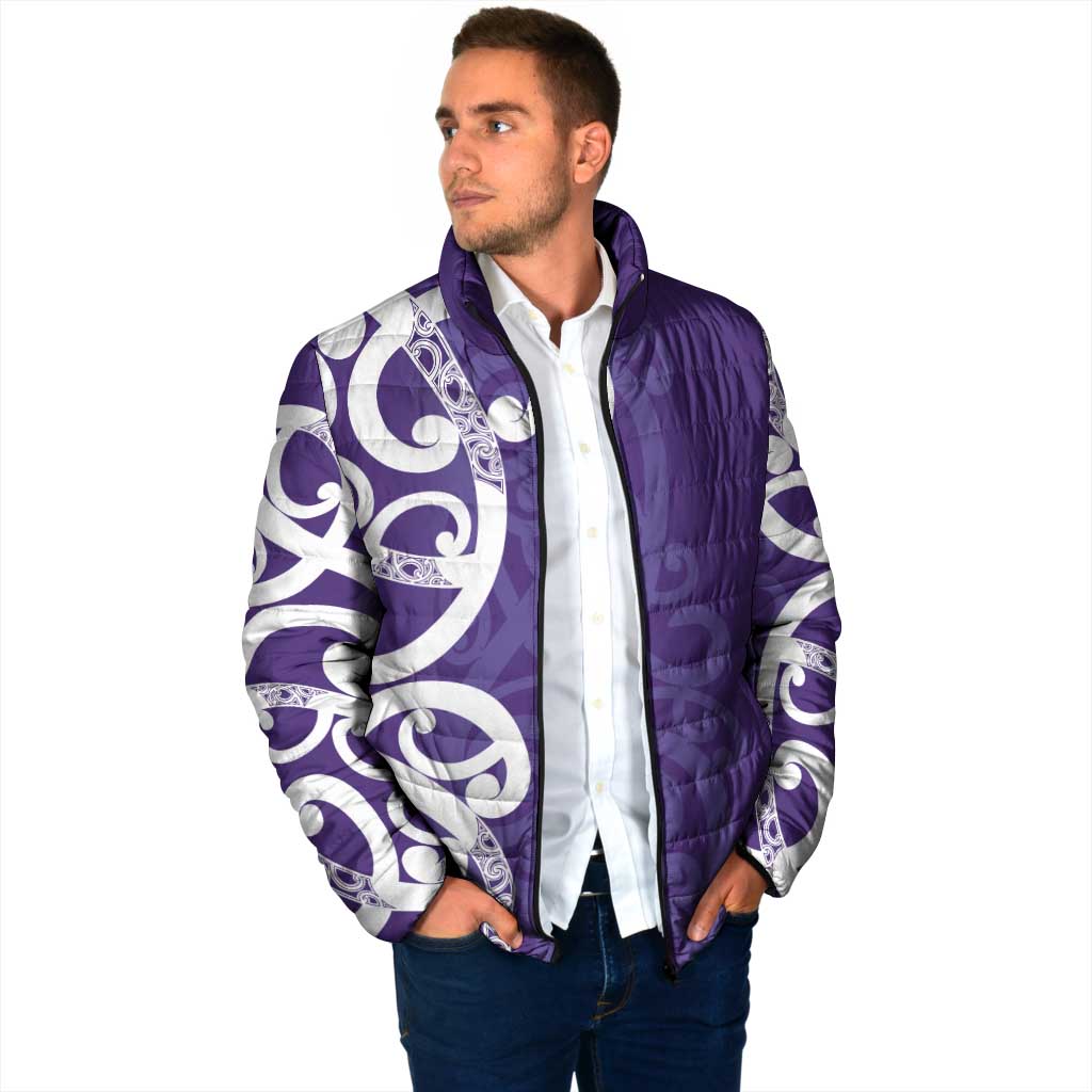 Violet Green Maori Padded Jacket Koru Kowhaiwhai - Aussie Hoodie