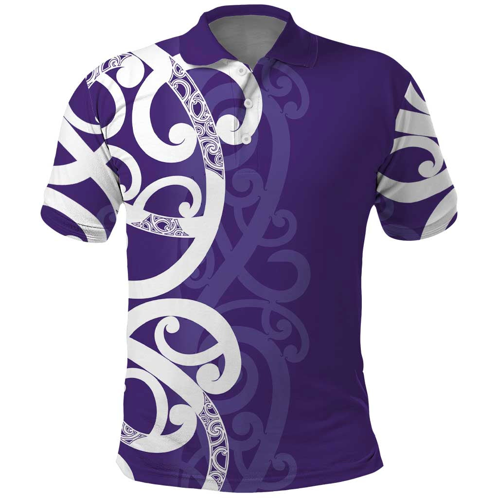 Violet Green Maori Polo Shirt Koru Kowhaiwhai - Aussie Hoodie