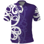 Violet Green Maori Polo Shirt Koru Kowhaiwhai - Aussie Hoodie