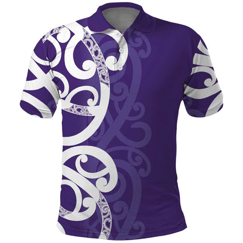 Violet Green Maori Polo Shirt Koru Kowhaiwhai - Aussie Hoodie