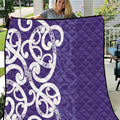 Violet Green Maori Quilt Koru Kowhaiwhai - Aussie Hoodie