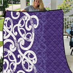 Violet Green Maori Quilt Koru Kowhaiwhai - Aussie Hoodie