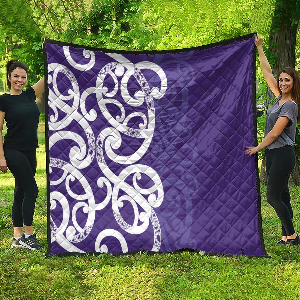 Violet Green Maori Quilt Koru Kowhaiwhai - Aussie Hoodie
