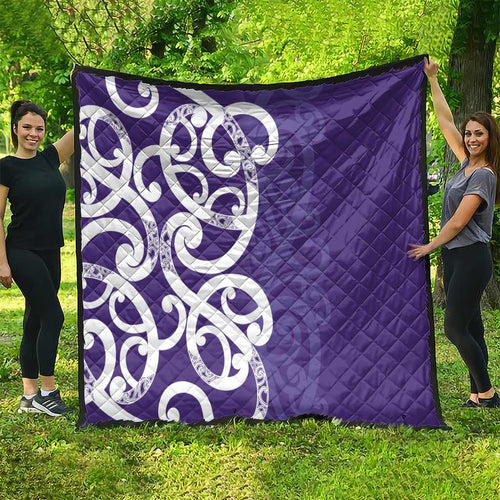 Violet Green Maori Quilt Koru Kowhaiwhai - Aussie Hoodie