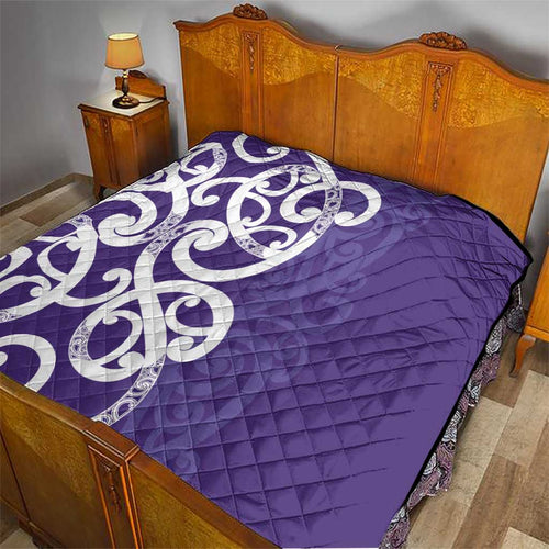 Violet Green Maori Quilt Koru Kowhaiwhai - Aussie Hoodie