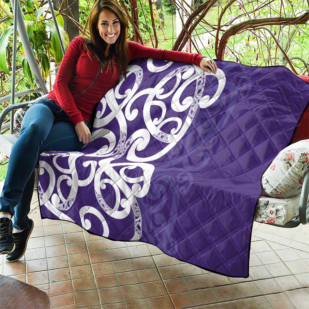 Violet Green Maori Quilt Koru Kowhaiwhai - Aussie Hoodie