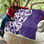 Violet Green Maori Quilt Koru Kowhaiwhai - Aussie Hoodie