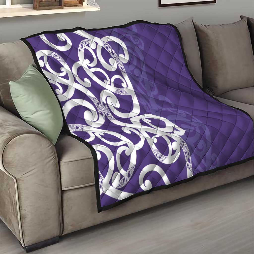 Violet Green Maori Quilt Koru Kowhaiwhai - Aussie Hoodie