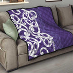 Violet Green Maori Quilt Koru Kowhaiwhai - Aussie Hoodie