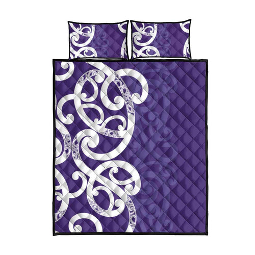 Violet Green Maori Quilt Bed Set Koru Kowhaiwhai - Aussie Hoodie