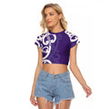 Violet Green Maori Raglan Cropped T Shirt Koru Kowhaiwhai - Aussie Hoodie