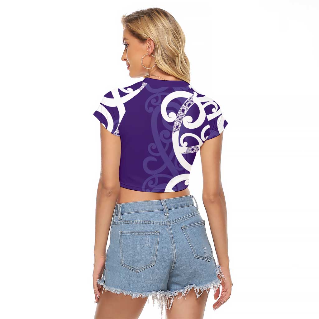 Violet Green Maori Raglan Cropped T Shirt Koru Kowhaiwhai - Aussie Hoodie