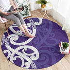 Violet Green Maori Round Carpet Koru Kowhaiwhai - Aussie Hoodie