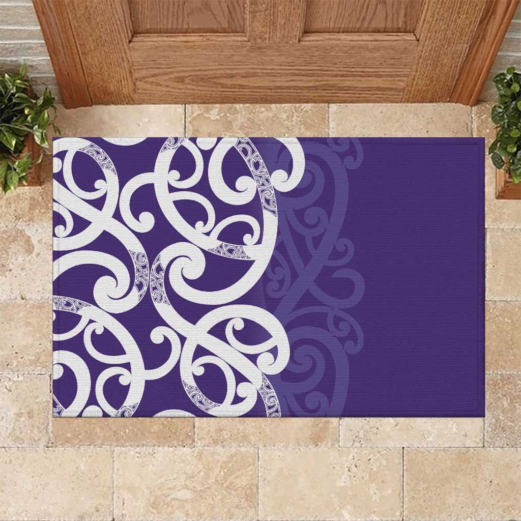 Violet Green Maori Rubber Doormat Koru Kowhaiwhai - Aussie Hoodie