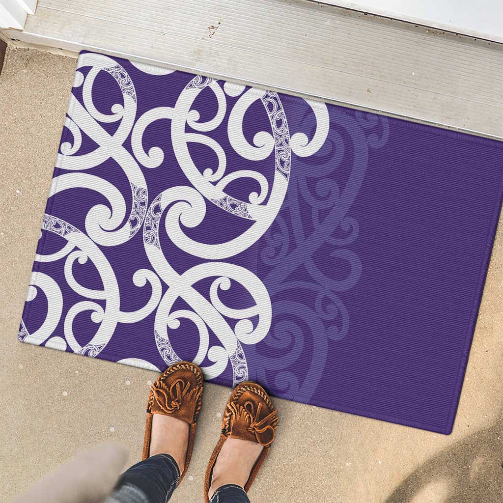 Violet Green Maori Rubber Doormat Koru Kowhaiwhai - Aussie Hoodie