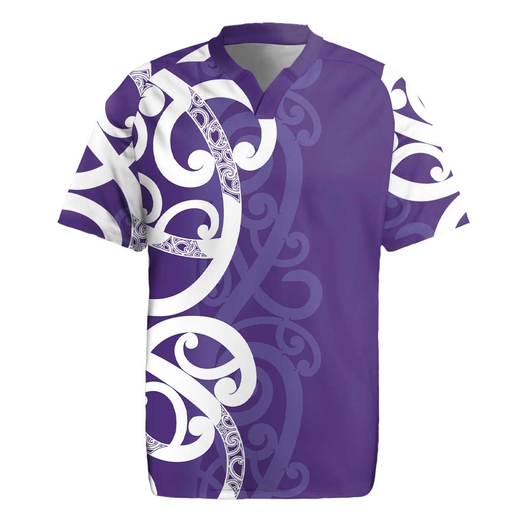 Violet Green Maori Rugby Jersey Koru Kowhaiwhai - Aussie Hoodie