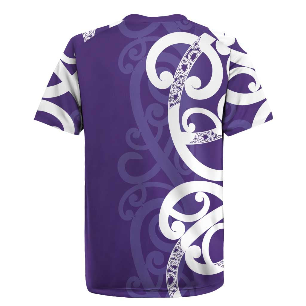Violet Green Maori Rugby Jersey Koru Kowhaiwhai - Aussie Hoodie
