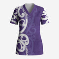 Violet Green Maori Scrub Top Koru Kowhaiwhai - Aussie Hoodie