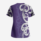 Violet Green Maori Scrub Top Koru Kowhaiwhai - Aussie Hoodie