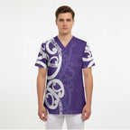 Violet Green Maori Scrub Top Koru Kowhaiwhai - Aussie Hoodie