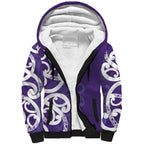 Violet Green Maori Sherpa Hoodie Koru Kowhaiwhai - Aussie Hoodie