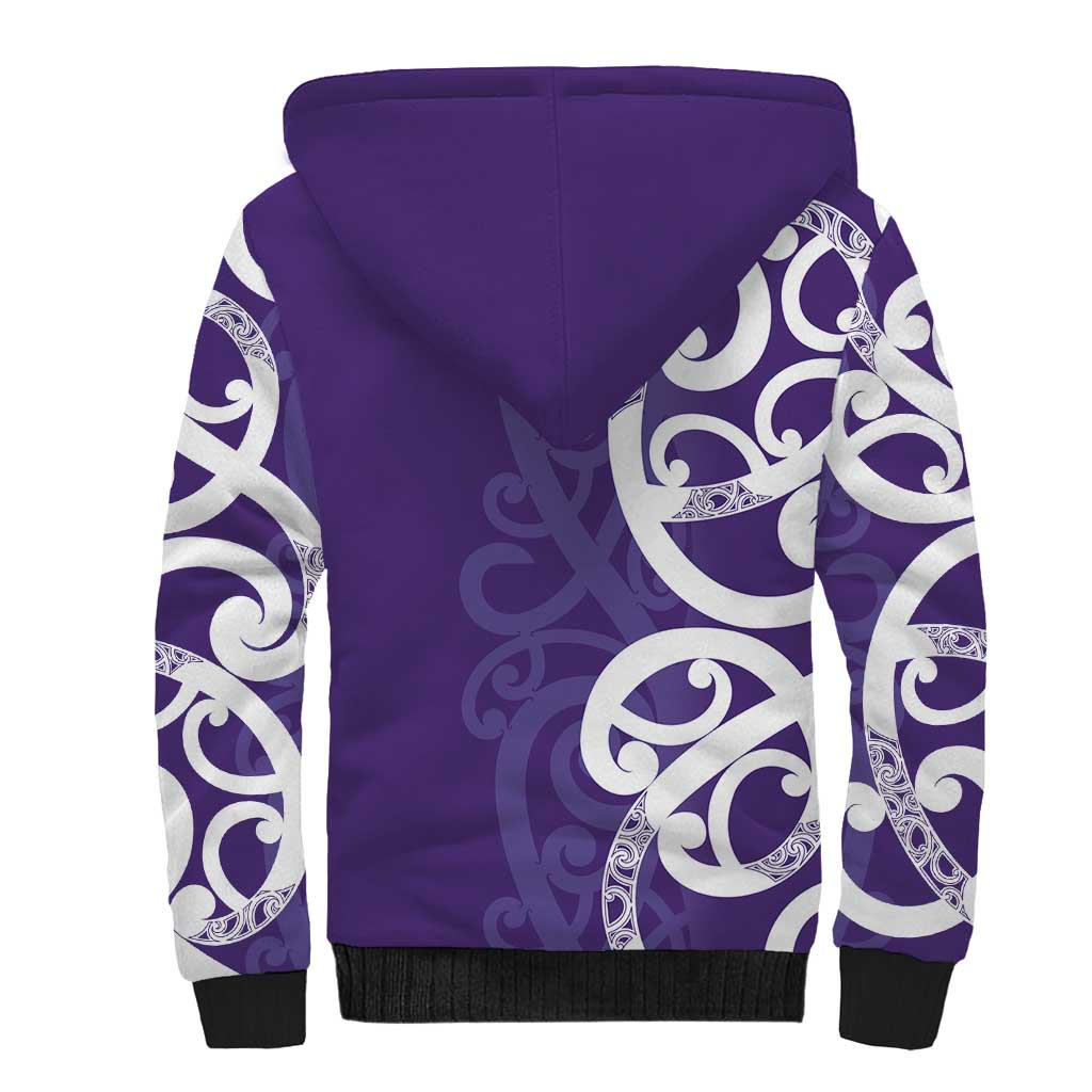 Violet Green Maori Sherpa Hoodie Koru Kowhaiwhai - Aussie Hoodie