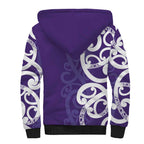 Violet Green Maori Sherpa Hoodie Koru Kowhaiwhai - Aussie Hoodie