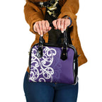 Violet Green Maori Shoulder Handbag Koru Kowhaiwhai - Aussie Hoodie