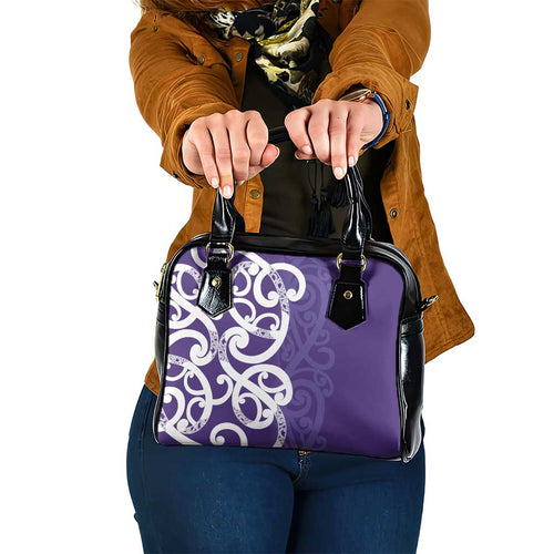 Violet Green Maori Shoulder Handbag Koru Kowhaiwhai - Aussie Hoodie