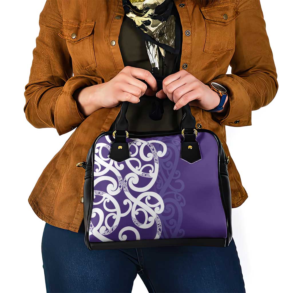 Violet Green Maori Shoulder Handbag Koru Kowhaiwhai - Aussie Hoodie