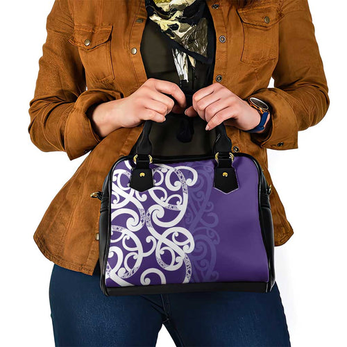 Violet Green Maori Shoulder Handbag Koru Kowhaiwhai - Aussie Hoodie