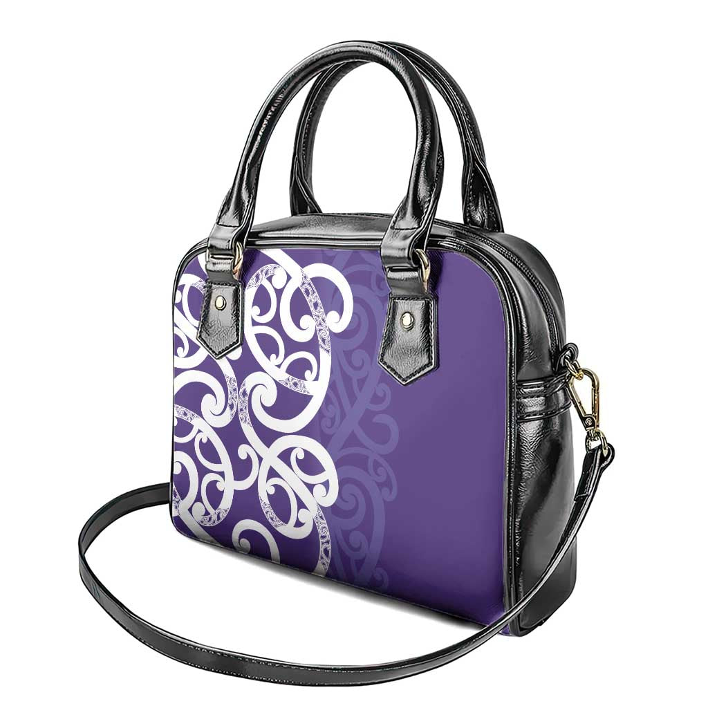 Violet Green Maori Shoulder Handbag Koru Kowhaiwhai - Aussie Hoodie